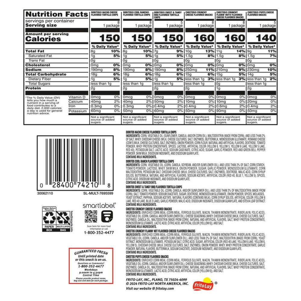 slide 6 of 6, Frito-Lay Snack Doritos & Cheetos Mix Variety 41 3/8 Oz, 42 Count, 42 ct