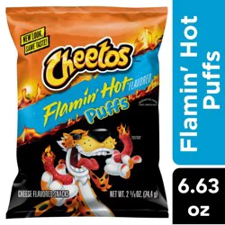 Cheetos Puffs Cheese Flavored Snacks Flamin' Hot Flavored - 2.62 oz