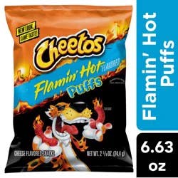 Cheetos Puffs Cheese Flavored Snacks Flamin' Hot Flavored - 2.62 oz