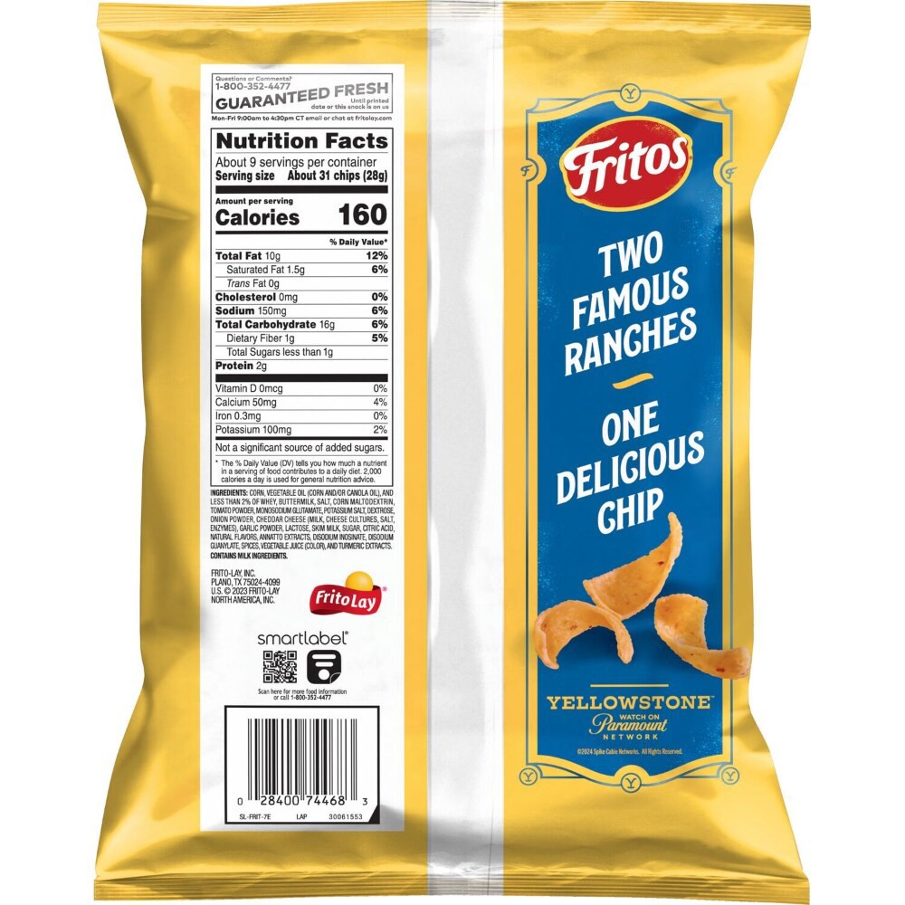 slide 4 of 4, Fritos Yellowstone Edition Ranch Corn Chips, 9.25 oz