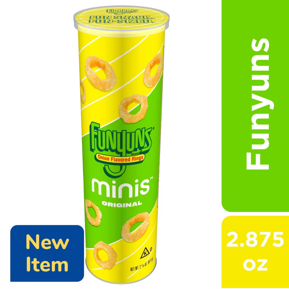 slide 2 of 3, Funyuns Minis Onion Flavored Rings Original 2 7/8 Oz, 2.875 oz