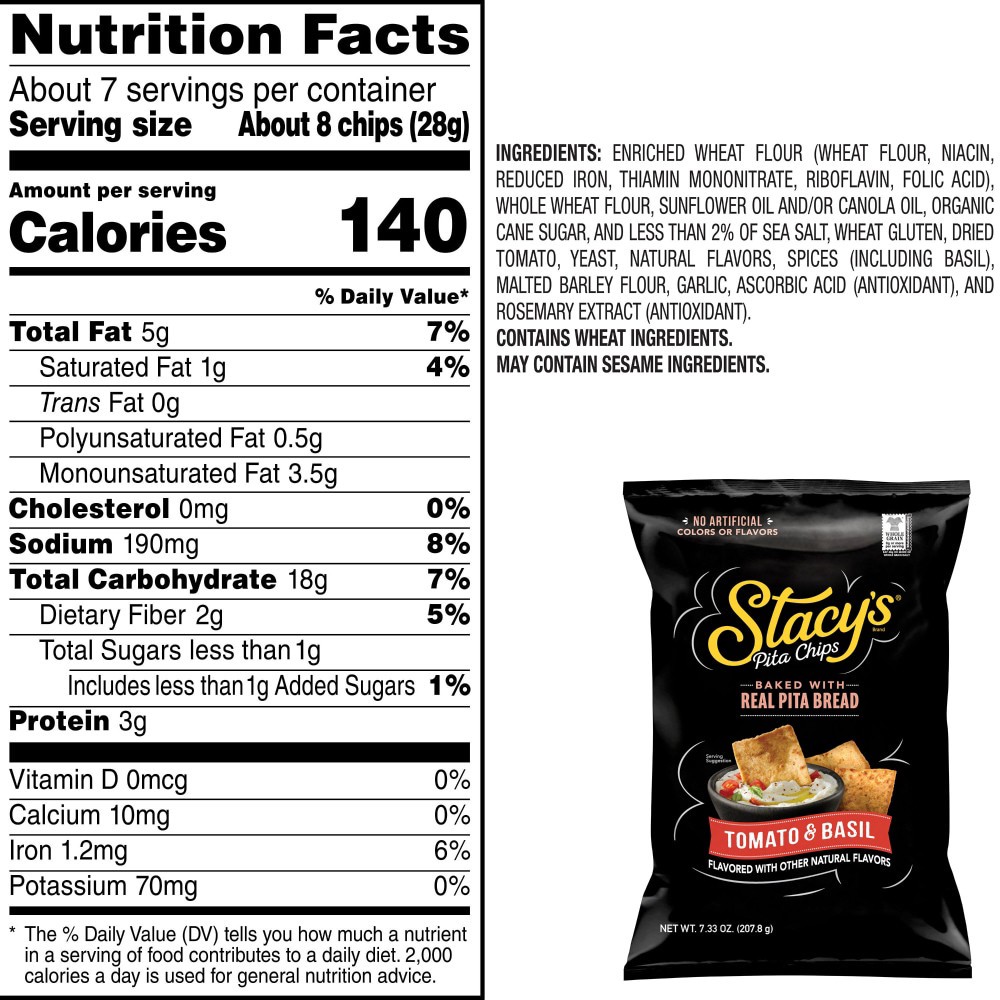 slide 3 of 4, Stacy's Baked Pita Chips Tomato And Basil 7.33 Oz, 7.33 oz