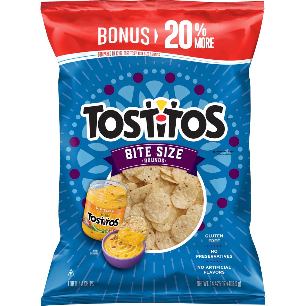 slide 2 of 2, Tostitos® Bite Size Tortilla Chips Regular, 14.425 oz