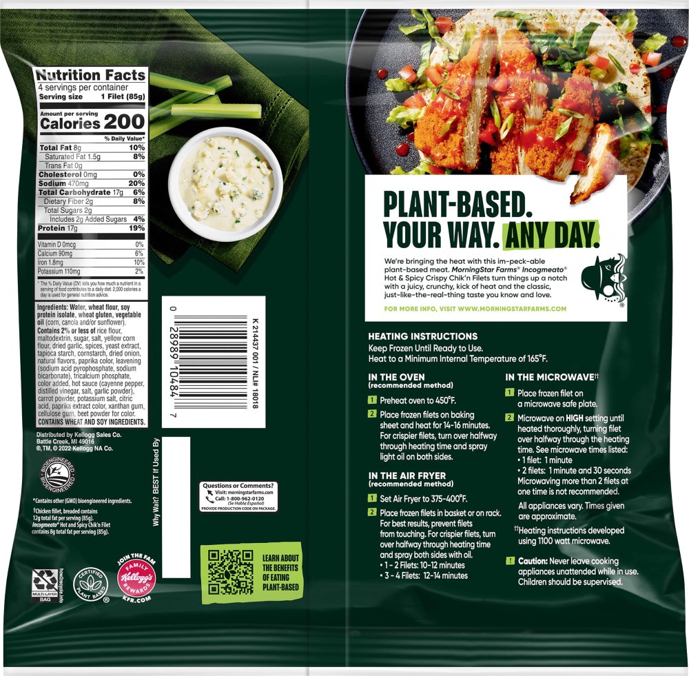 slide 2 of 2, MorningStar Farms Incogmeato Meatless Chicken Filets, Hot and Spicy, 12 oz, 4 Count, 12 oz
