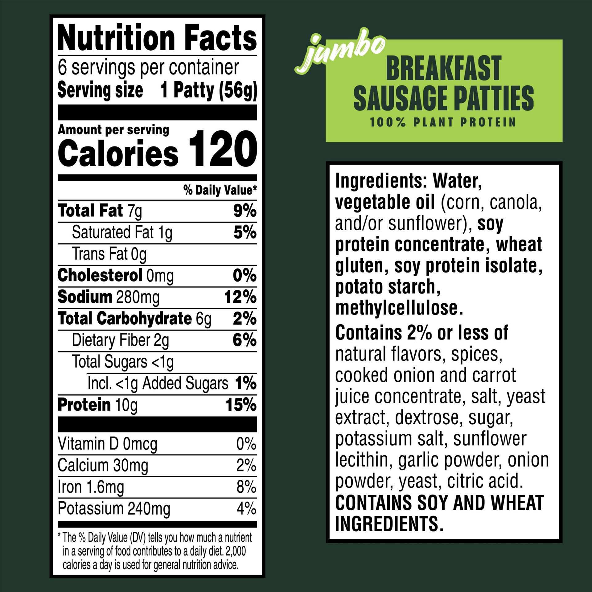 slide 2 of 5, MorningStar Farms Plant Based Jumbo Sausage Patties, Vegan Meat, 6 Count, 11.8 oz