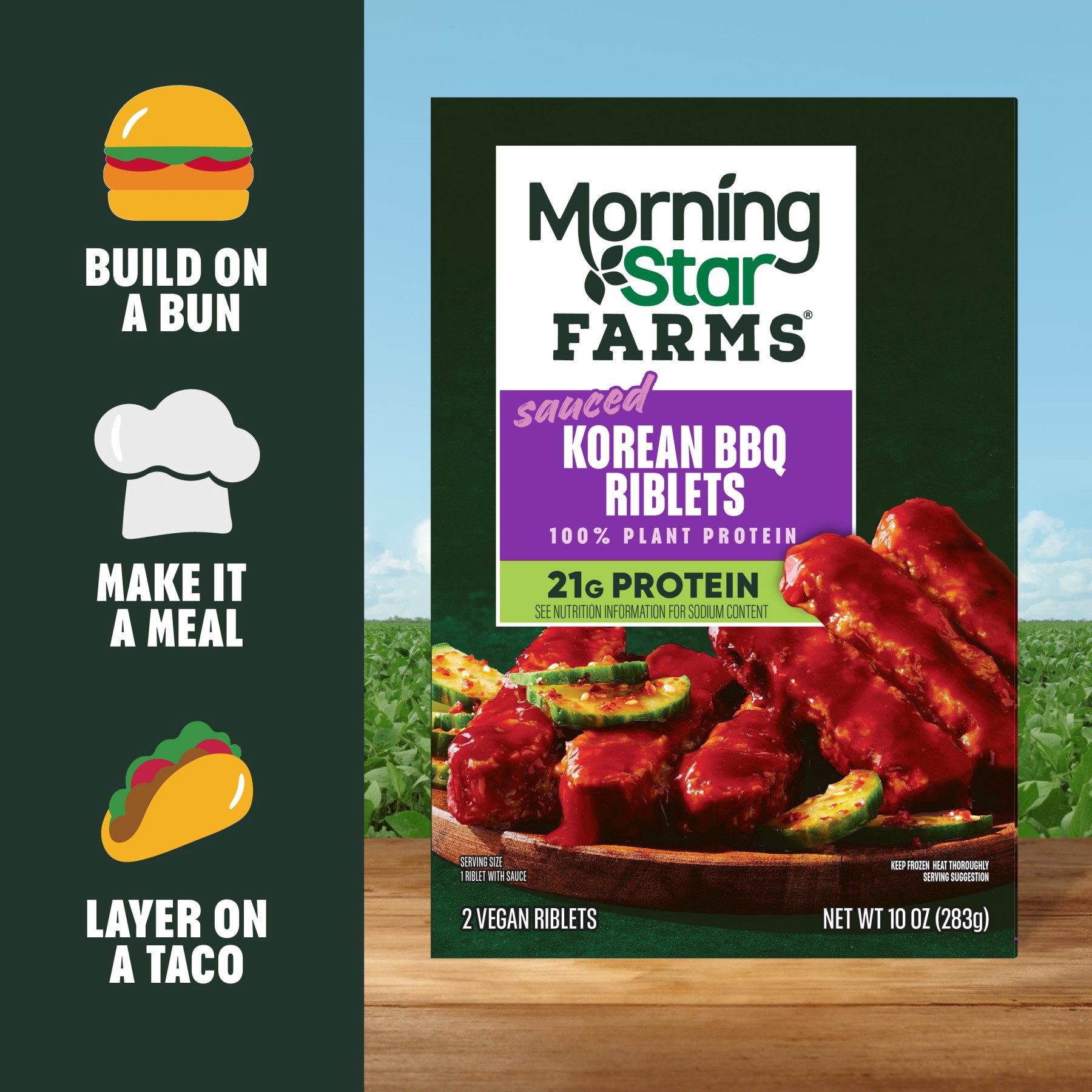 slide 3 of 5, MorningStar Farms Korean BBQ Vegan Sauced Riblets, 10 oz