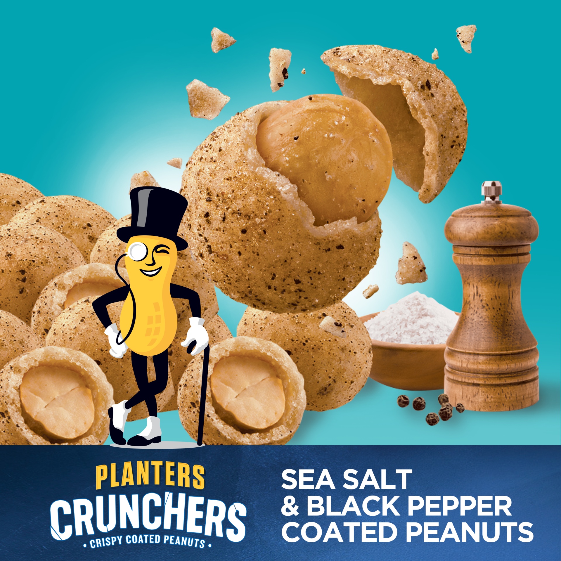 slide 4 of 10, Planters Crunchers Sea Salt & Black Pepper Crispy Coated Peanuts, 7 oz