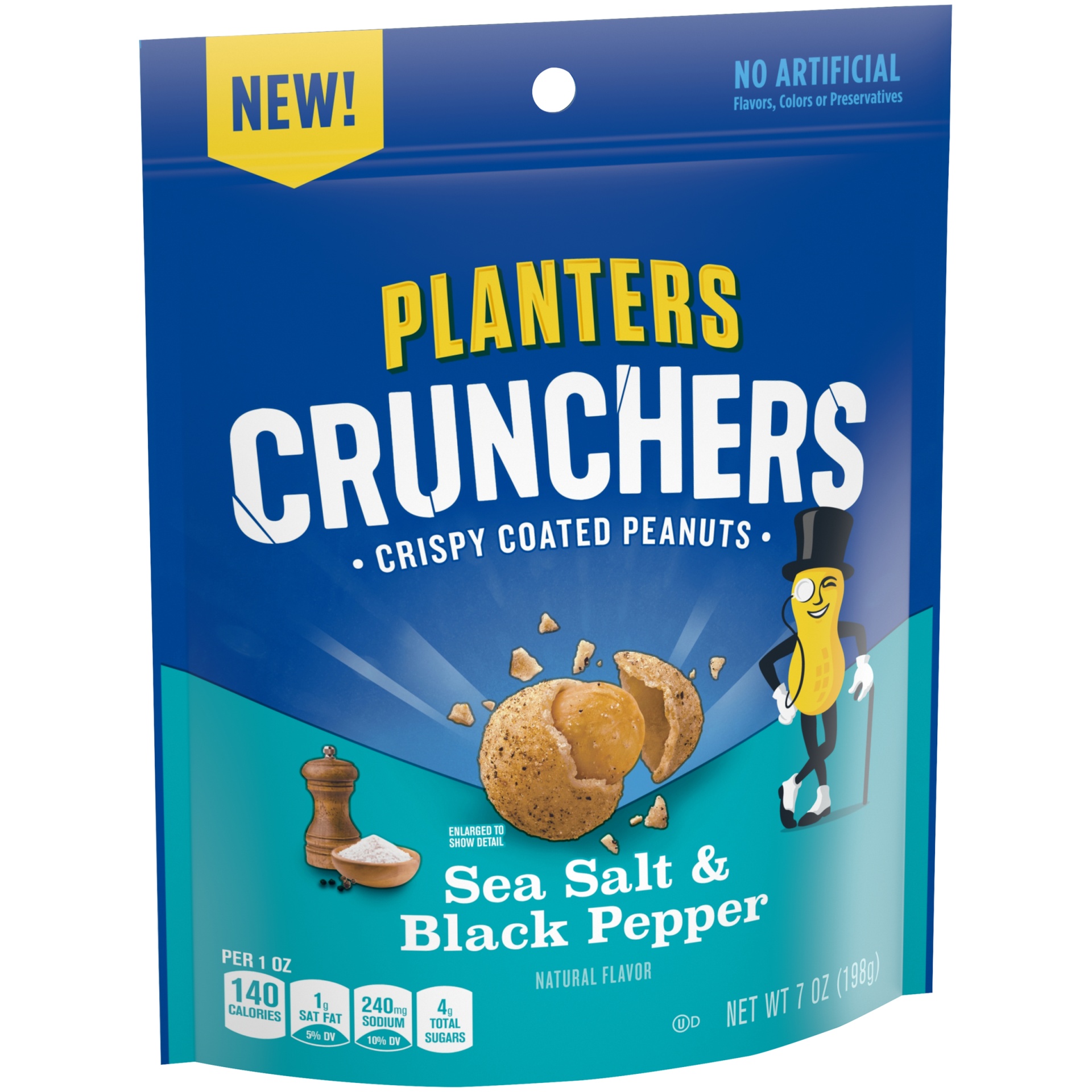 slide 8 of 10, Planters Crunchers Sea Salt & Black Pepper Crispy Coated Peanuts, 7 oz