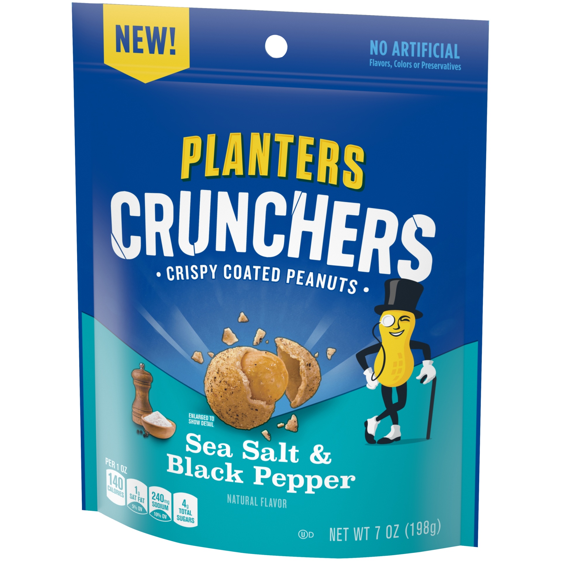 slide 5 of 10, Planters Crunchers Sea Salt & Black Pepper Crispy Coated Peanuts, 7 oz