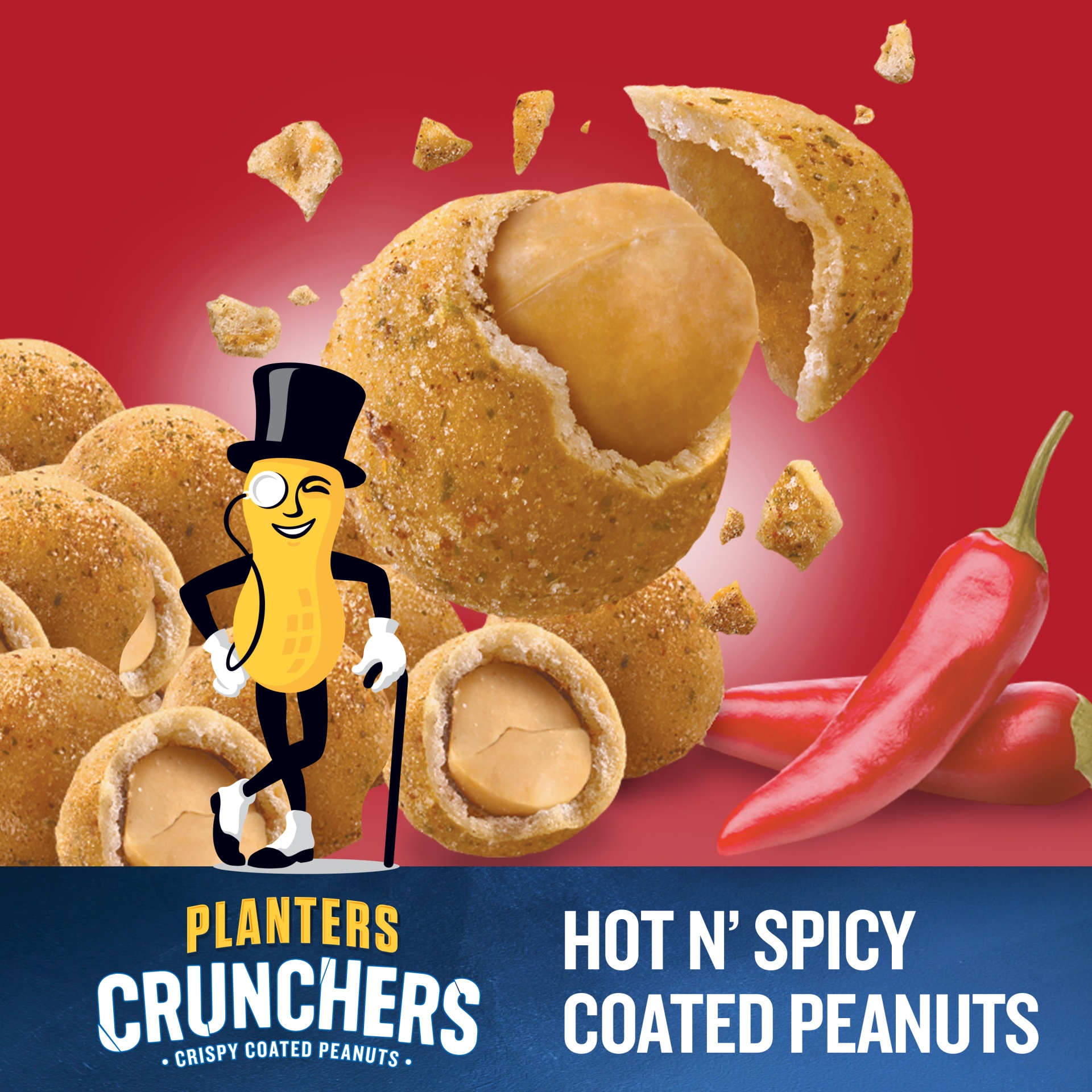 slide 10 of 10, Planters Crunchers Hot n' Spicy Crispy Coated Peanuts, 7 oz