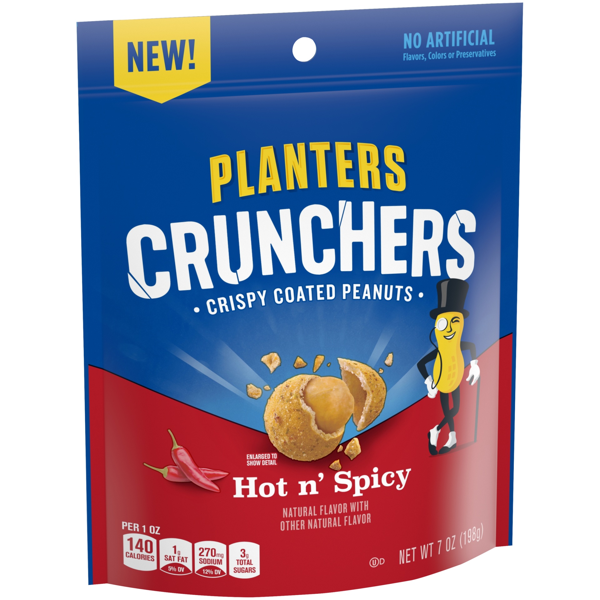 slide 9 of 10, Planters Crunchers Hot n' Spicy Crispy Coated Peanuts, 7 oz