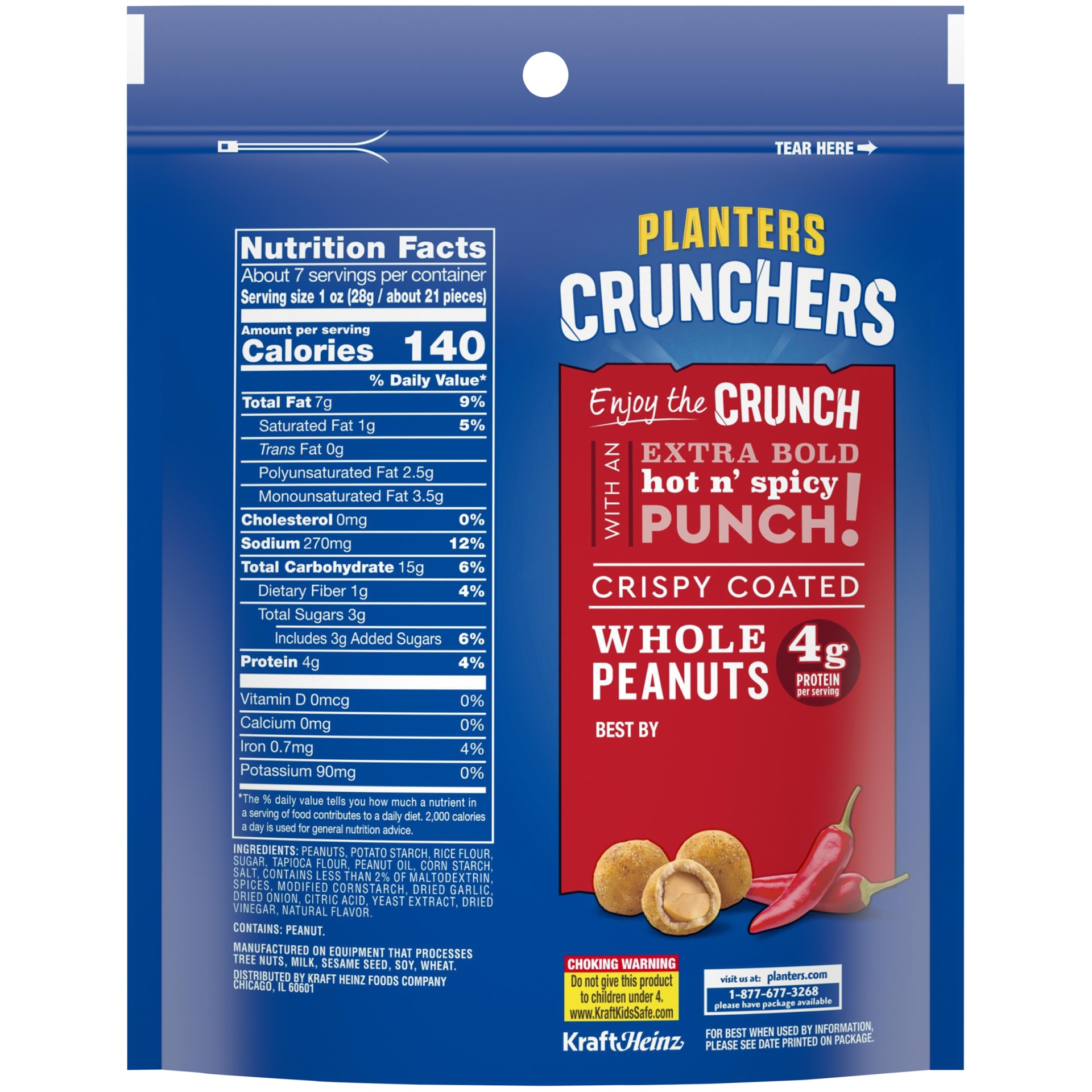 slide 2 of 10, Planters Crunchers Hot n' Spicy Crispy Coated Peanuts, 7 oz