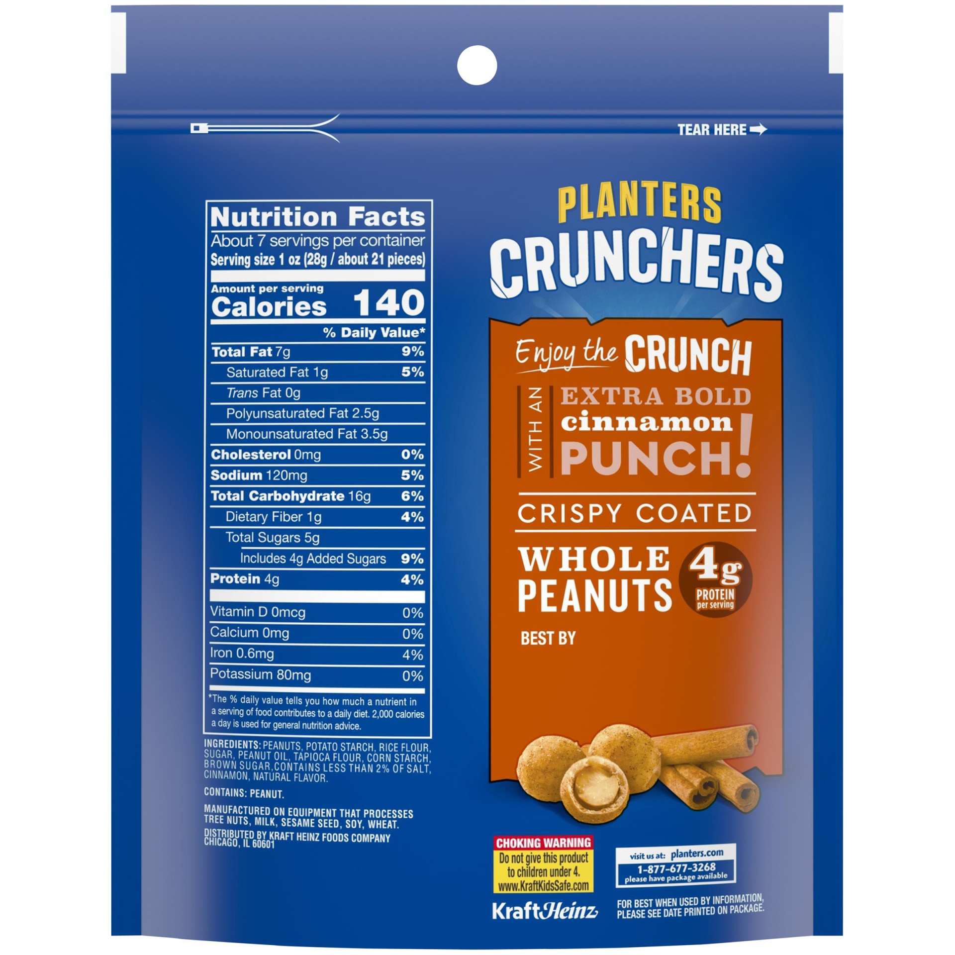 slide 10 of 10, Planters Crunchers Cinnamon Brown Sugar Crispy Coated Peanuts, 7 oz