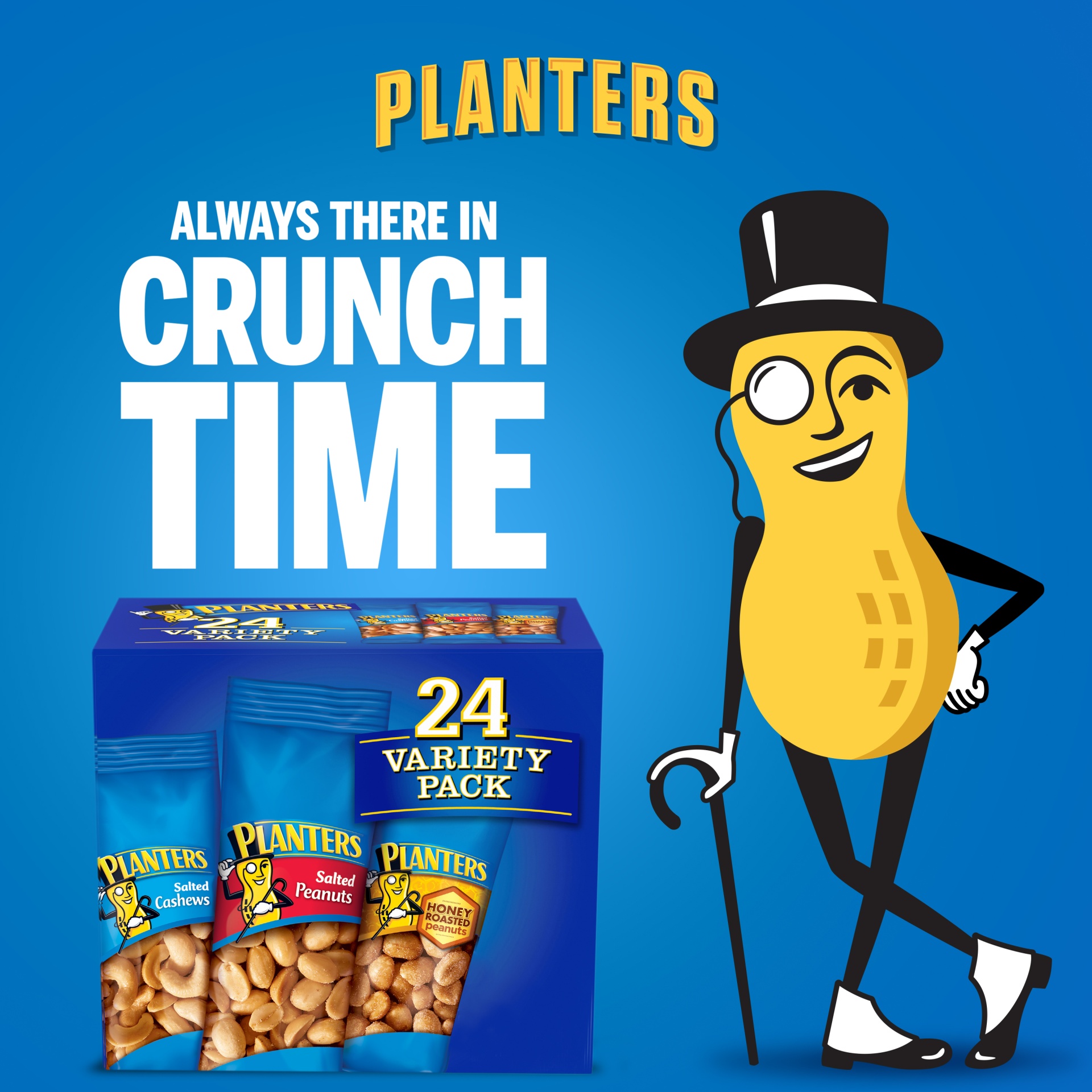 slide 4 of 15, Planters Salted Cashews, Salted Peanuts & Honey Roasted Peanuts Variety Pack Packs, 24 ct