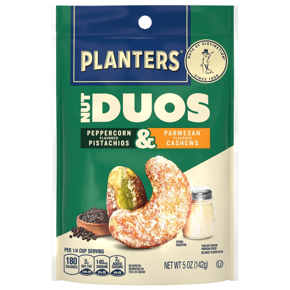 slide 2 of 2, Planters Nut Duos Peppercorn/Parmesan Flavored Pistachios & Cashews 5 oz, 5 oz