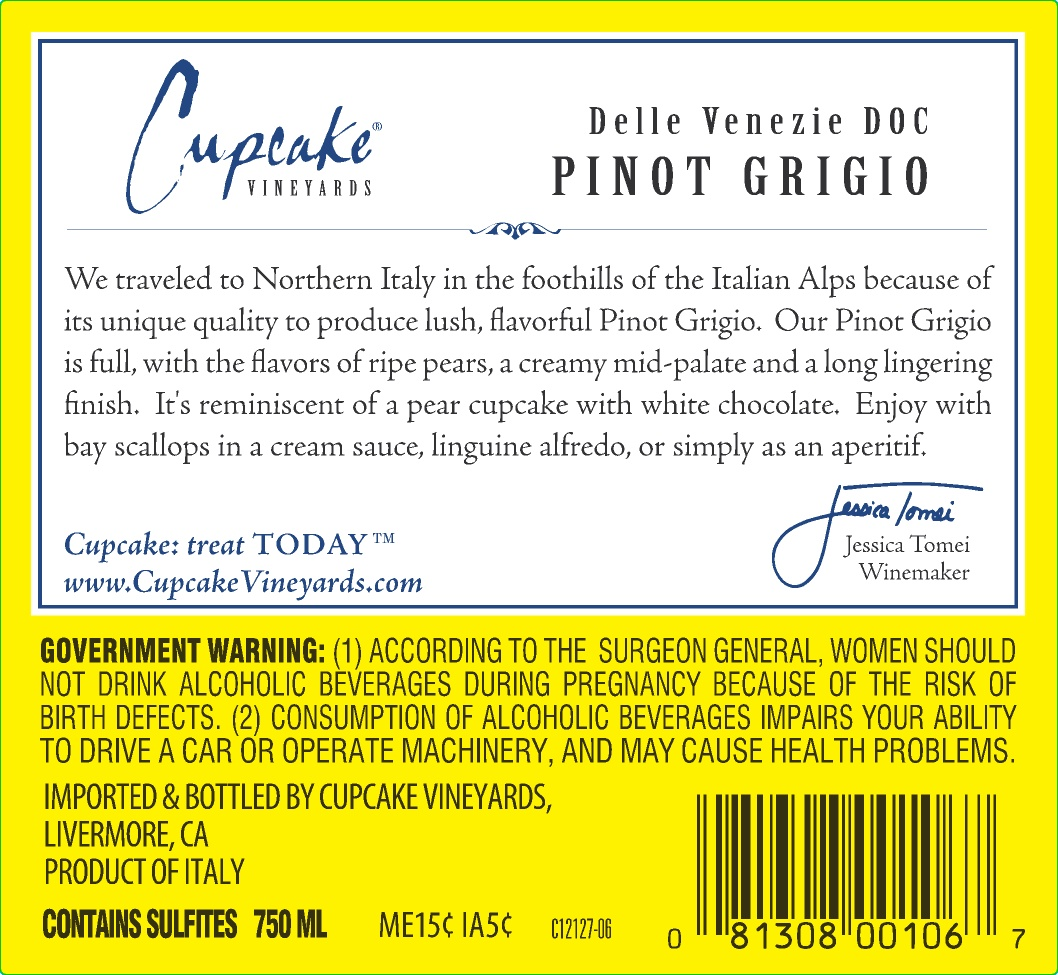 slide 3 of 5, Cupcake Vineyards Pinot Grigio White Wine - 750ml, 2019 Delle Venezie D.O.C., Italy, 25.36 fl. oz