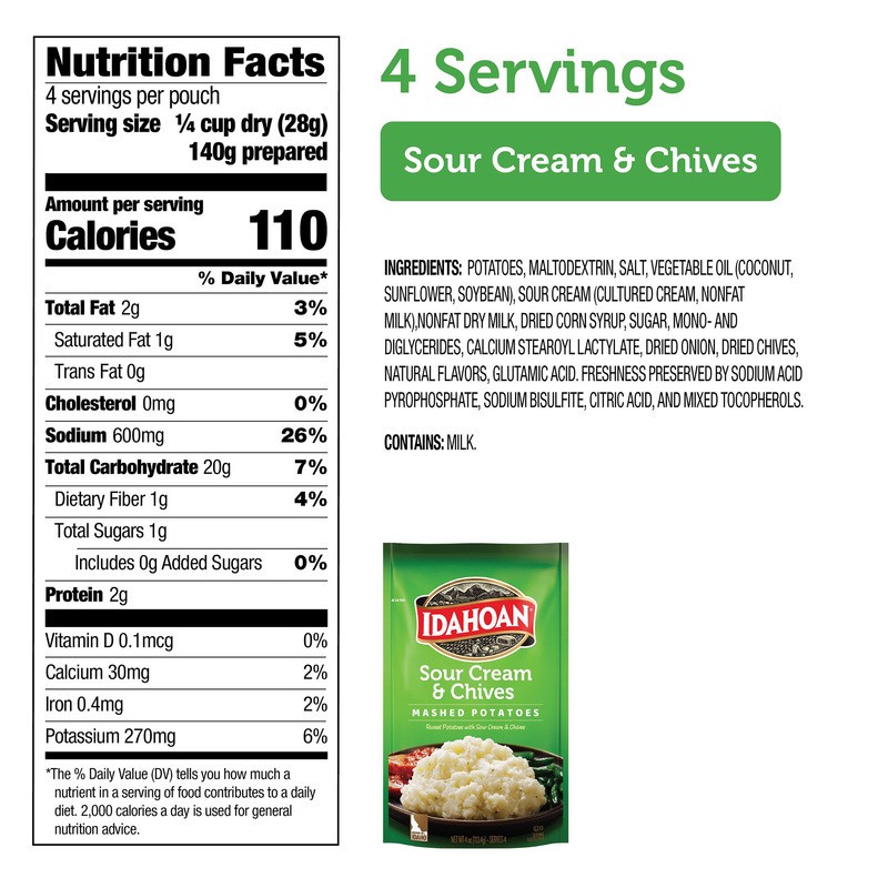 slide 3 of 5, Idahoan Mashed Potatoes, Sour Cream & Chives, 4 oz