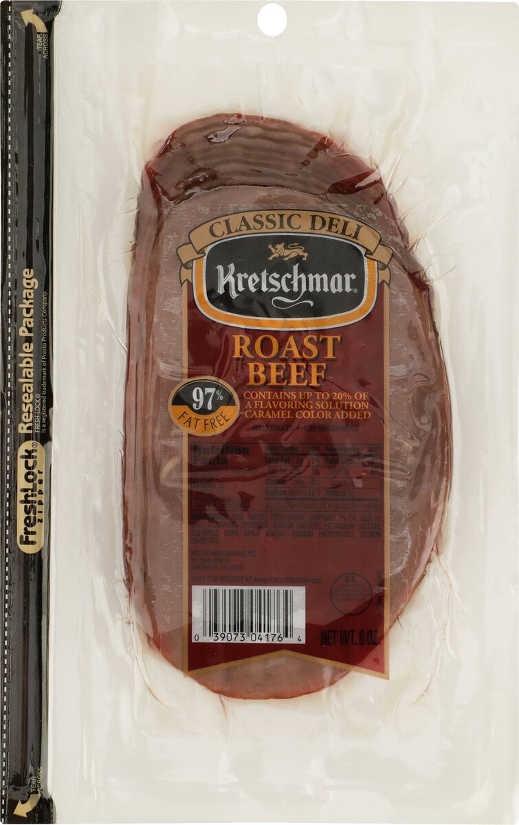 slide 6 of 8, Kretschmar Sliced Roast Beef, 8 oz