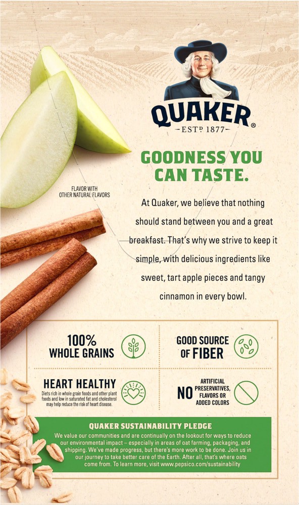 slide 4 of 4, Quaker Oatmeal, Instant, Apples & Cinnamon, 8 ct