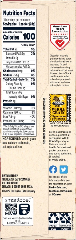 slide 3 of 4, Quaker Instant Oatmeal, 10 ct