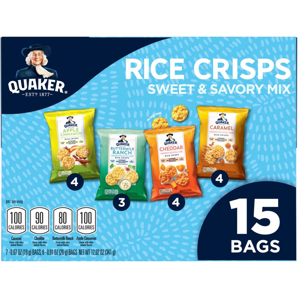 slide 5 of 5, Quaker Rice Crisps Sweet & Savory Mix Variety 12.02 Oz 15 Count, 15 ct