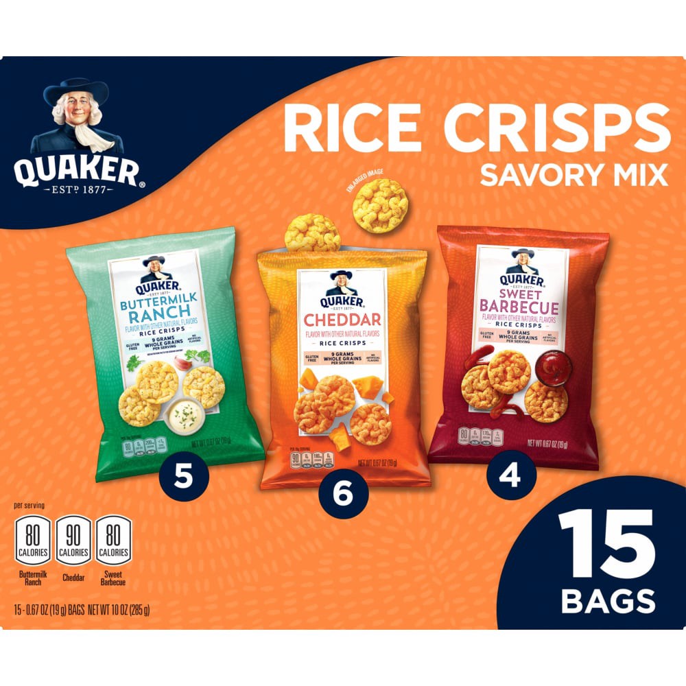 slide 2 of 4, Quaker Rice Crisps Savory Mix, Variety, 10 Oz, 15 Count, 15 ct