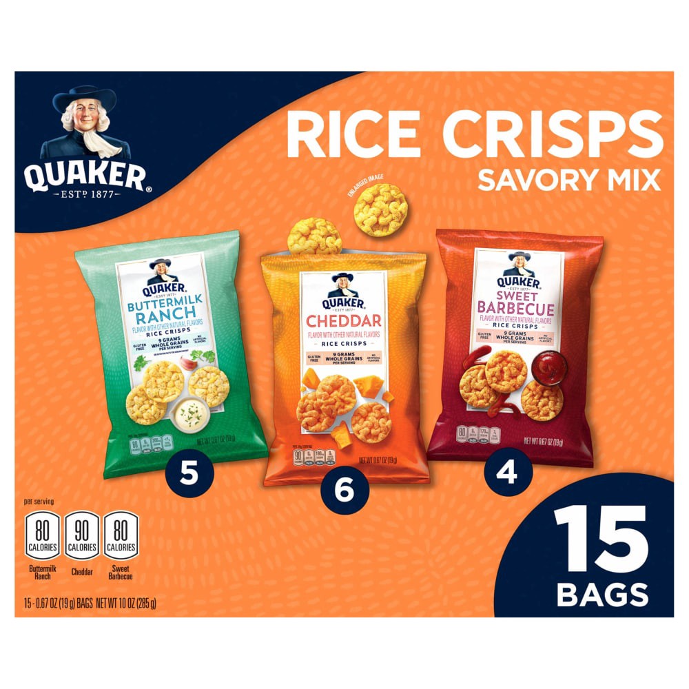 slide 3 of 5, Quaker Rice Crisps Savory Mix Variety 10 Oz 15 Count, 15 ct