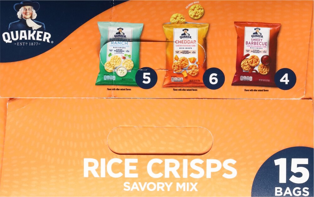 slide 3 of 4, Quaker Rice Crisps Savory Mix, Variety, 10 Oz, 15 Count, 15 ct