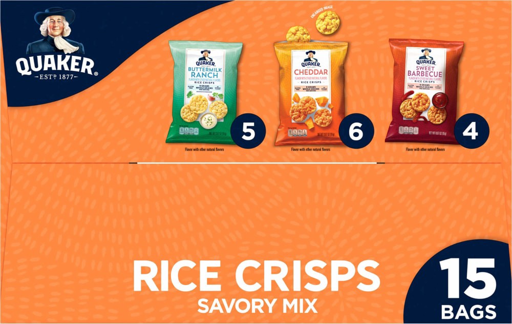 slide 4 of 5, Quaker Rice Crisps Savory Mix Variety 10 Oz 15 Count, 15 ct