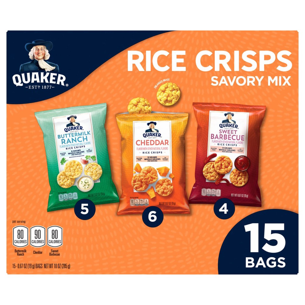 slide 3 of 5, Quaker Rice Crisps Savory Mix, Variety, 10 Oz, 15 Count, 15 ct