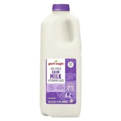 Giant Eagle Fat Free Skim Milk, Quart