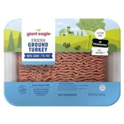 Giant Eagle Ground Turkey, 93% Lean, 7% Fat
