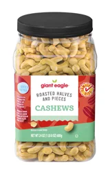 Giant Eagle Halves & Pieces Cashews, Roasted, Lightly Salted, 24oz, Family Size