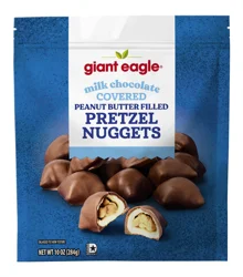 Giant Eagle Milk Chocolate Covered Pretzel Nuggets, Peanut Butter Filled