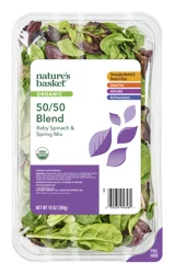 Nature's Basket Organic 50/50 Blend, Baby Spinach & Spring Mix.