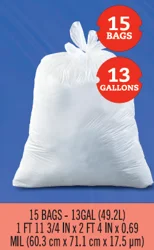 Giant Eagle Easy Tie Trash Bags, 13 Gallon, 15 Count