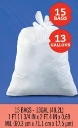 Giant Eagle Easy Tie Trash Bags, 13 Gallon, 15 Count