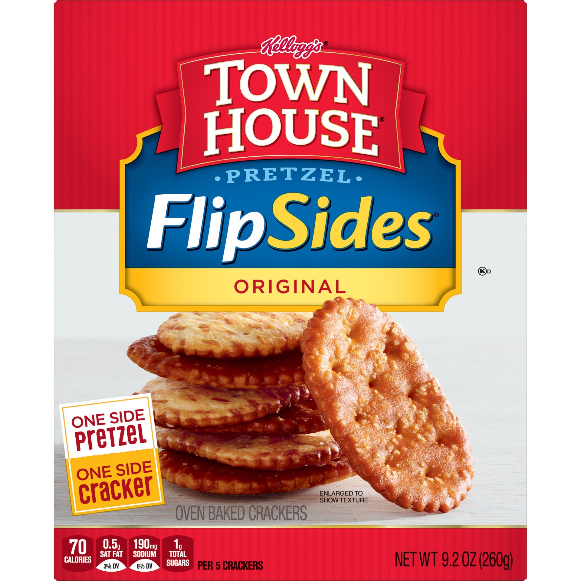 slide 6 of 7, Town House FlipSides Oven Baked Crackers, Lunch Snacks, Snack Crackers, Original, 9.2oz Box, 1 Box, 9.2 oz
