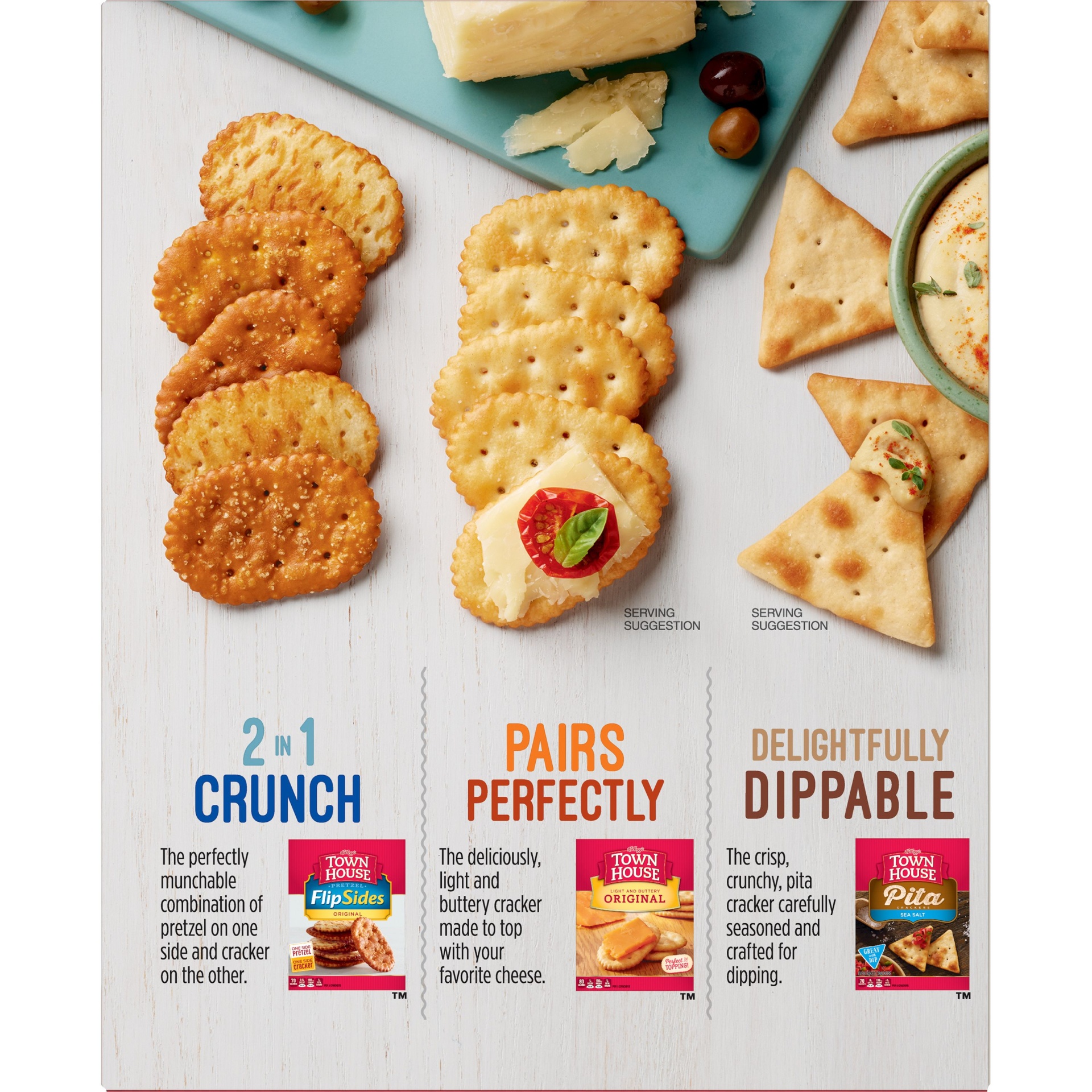 slide 3 of 7, Town House FlipSides Oven Baked Crackers, Lunch Snacks, Snack Crackers, Original, 9.2oz Box, 1 Box, 9.2 oz