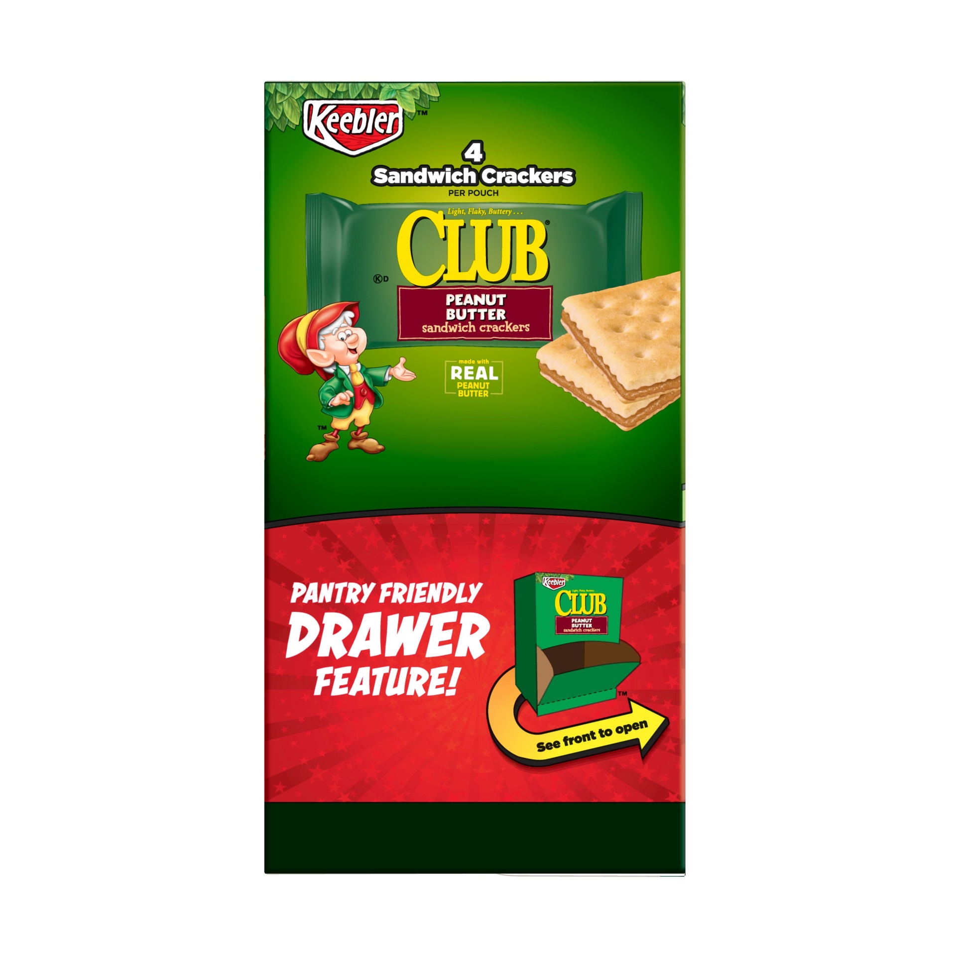 slide 4 of 7, Keebler Club Just Grab 'N Go Peanut Butter Sandwich Crackers, 18 ct