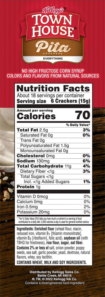 slide 6 of 6, Town House Pita Crackers Everything Flavor Oven Baked Crackers, 9.5 oz