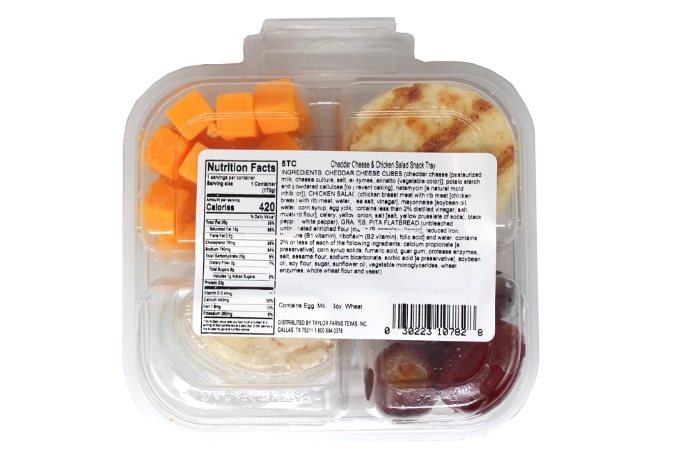 slide 2 of 4, Taylor Farms Cheddar Cheese & Chicken Salad Snack Tray, 6 oz