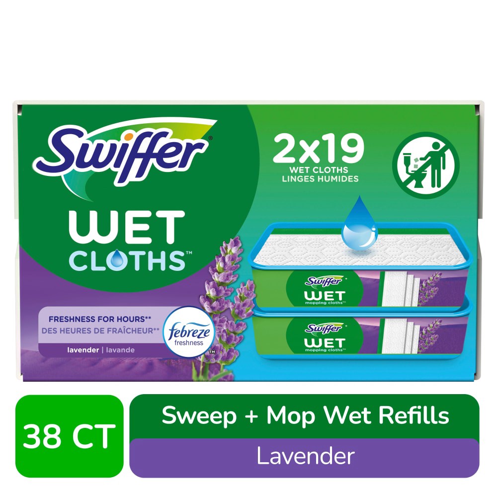 slide 5 of 6, Swiffer Sweeper Wet Mopping Cloth - Lavender - 38ct, 38 ct