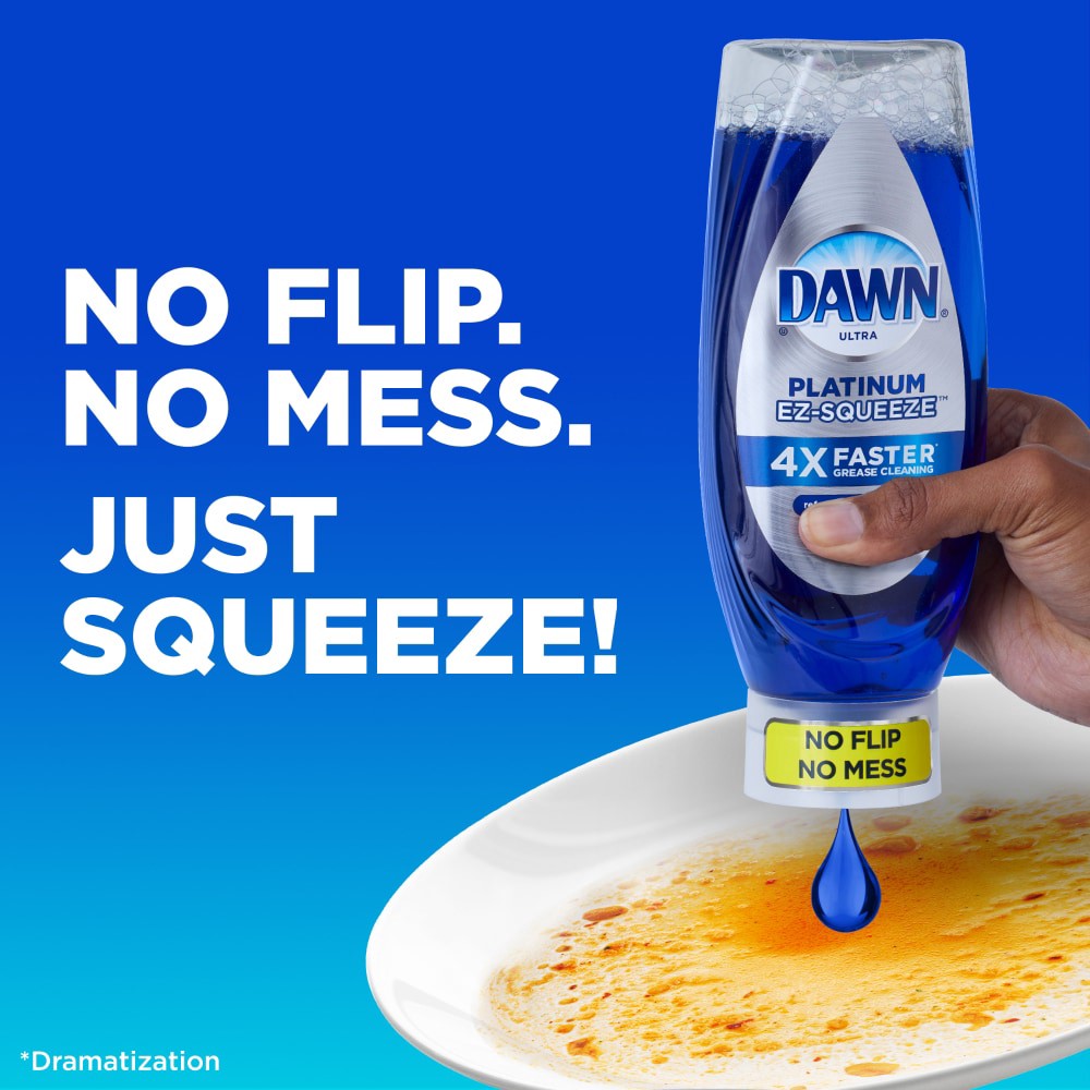 slide 4 of 10, Dawn EZ-Squeeze Platinum Dishwashing Liquid Dish Soap, Refreshing Rain Scent, 24.3 fl oz