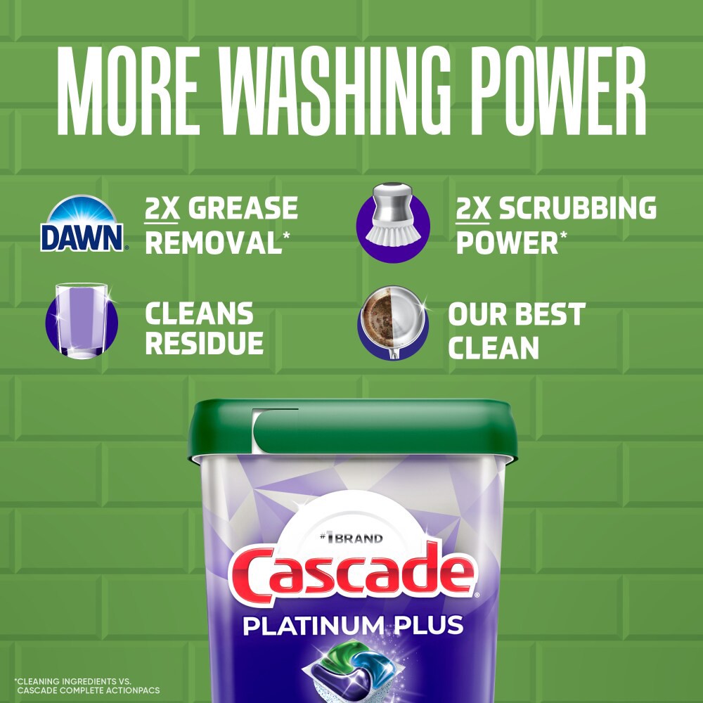 slide 4 of 6, Cascade Platinum Plus Dishwasher Pods, Dish Detergent ActionPacs, Fresh, 52 Count, 52 ct