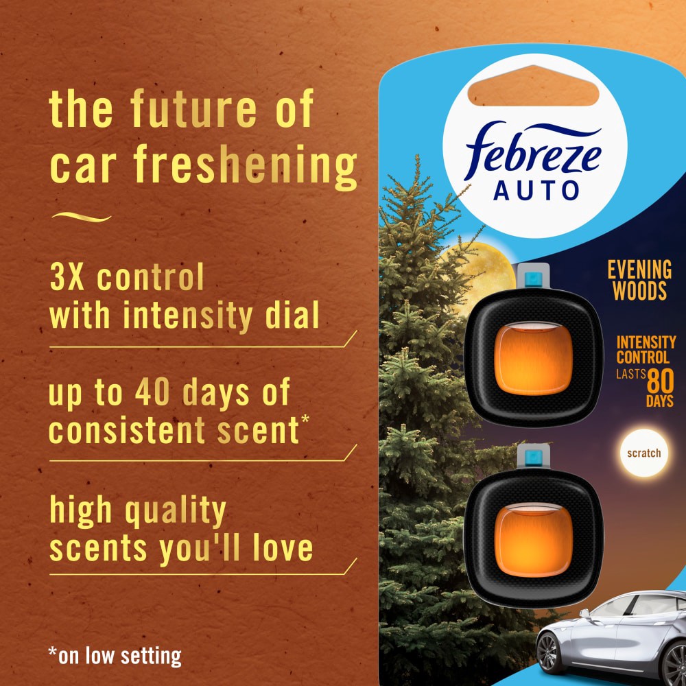 slide 2 of 6, Febreze Auto Evening Woods Car Air Freshener, 2 ct