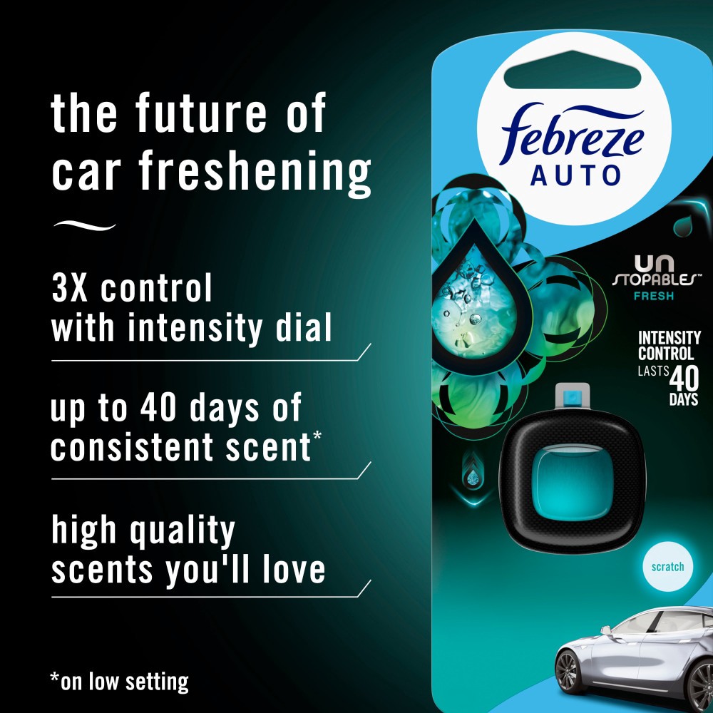 slide 6 of 6, Febreze Auto Vent Clips Unstopables Fresh Air Freshener 2 - 0.07 fl oz Each, 2 ct