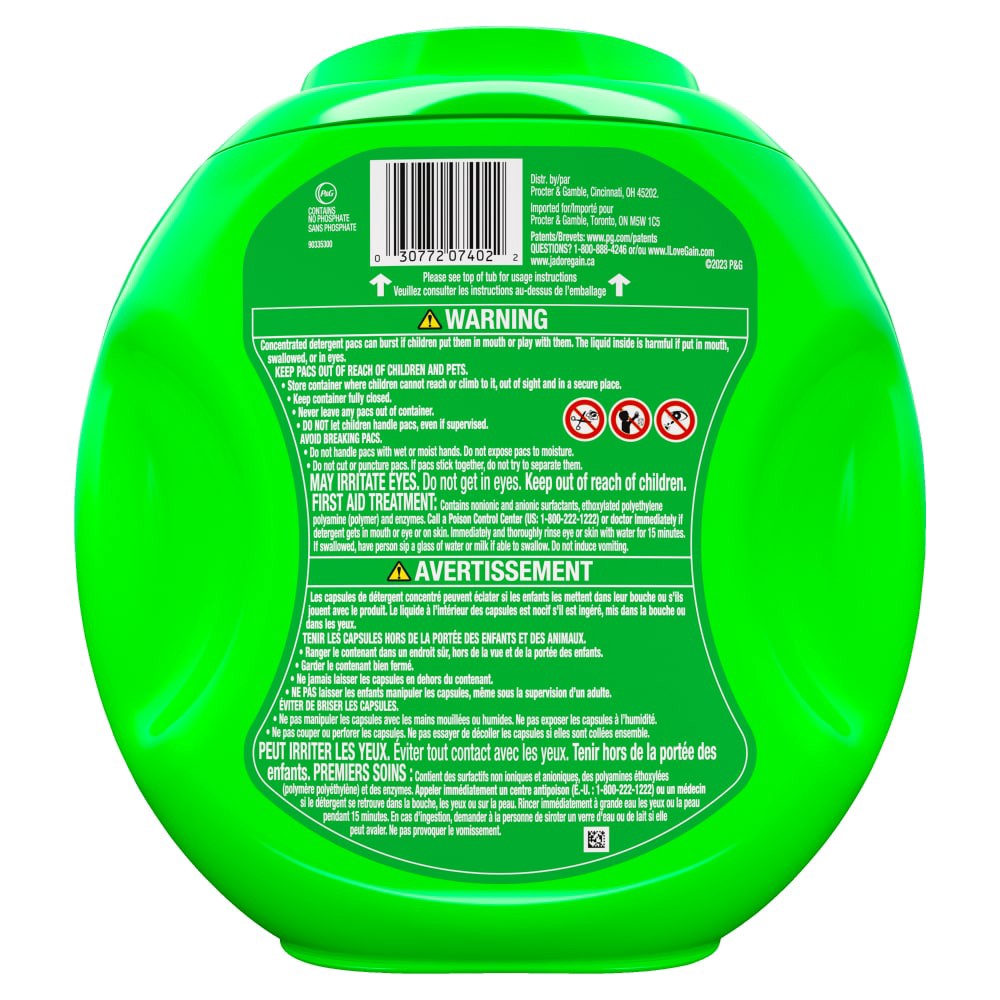 slide 5 of 6, Gain Flings Ultra Oxi Waterfall Delight Liquid Laundry Detergent Pacs, 60 ct