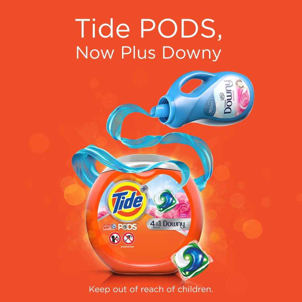 slide 5 of 6, Tide PODS with Downy, Liquid Laundry Detergent Pacs, April Fresh, 57 ct