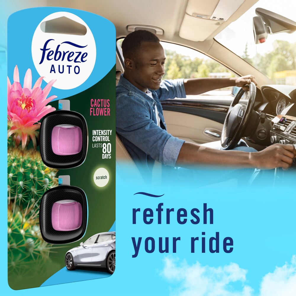 slide 2 of 6, Febreze Cactus Flower Auto Vent Clip Air Freshener, 2 ct / 0.14 fl oz